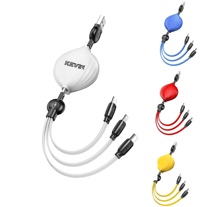 3 In 1 Retractable USB Data Charging Cable