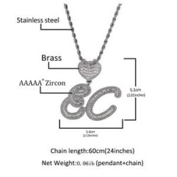 Patterned love letter pendant necklace