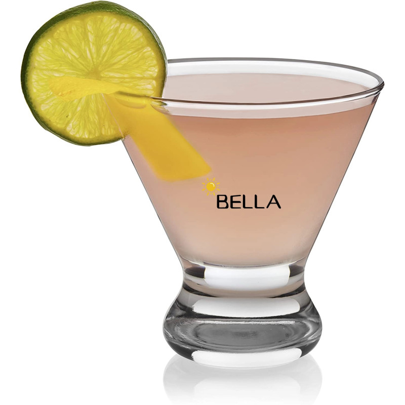 Brisbane Stemless Martini Glass- Deep Etch 8oz
