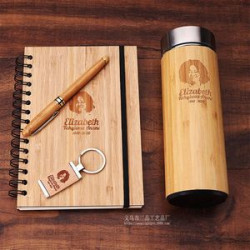 Bamboo water cup stationery notebook set
