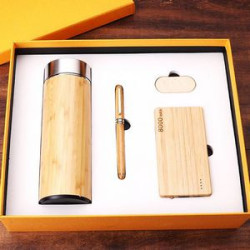 Bamboo water cup stationery notebook set