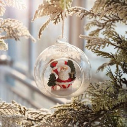 3" Thickeness Clear Glass Christmas Scene Ornaments Balls