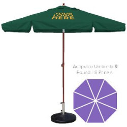 Acapulco Commercial Market Umbrella - 9' Round/ 8 Panels + Wood Look Pole