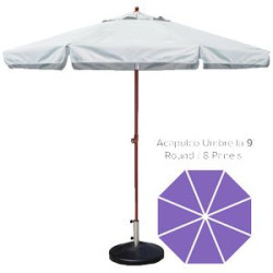 Acapulco Commercial Market Umbrella - 9' Round/ 8 Panels + Wood Look Pole