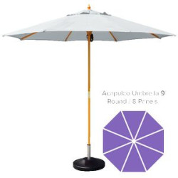 Acapulco Commercial Market Umbrella - 9' Round/ 8 Panels + Wood Pole