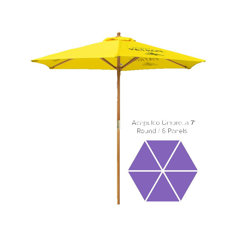 Acapulco Commercial Market Umbrella - 7' Round /6 Panels Wood Pole