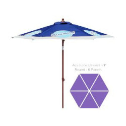 Acapulco Commercial Market Umbrella - 7' Round/ 6 Panels + Wood Look Pole
