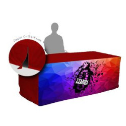 8' Fitted Table Cover w/ Zipper - Printed Front Panel