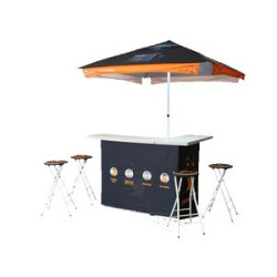 Portable Bar Set with 6' Umbrella and 4 Stools - Fully Printed