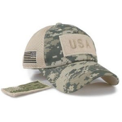 Camouflage Baseball Cap with Adjustable USA Flag Patch