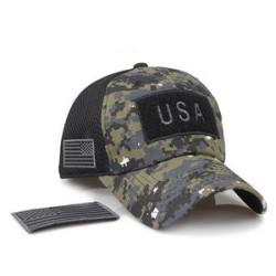 Camouflage Baseball Cap with Adjustable USA Flag Patch