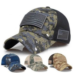 Camouflage Baseball Cap with Adjustable USA Flag Patch