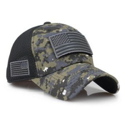 Camouflage Baseball Cap with Adjustable USA Flag Patch
