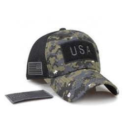 Camouflage Baseball Cap with Adjustable USA Flag Patch