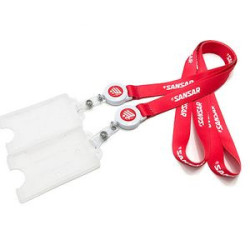 Bulldog Clip Lanyard with Plastic Badge and Card Pouch