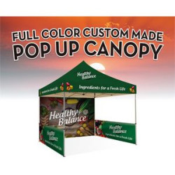 10ft Pop Up Canopy (Steel) - Full Color-Standard-With Wall