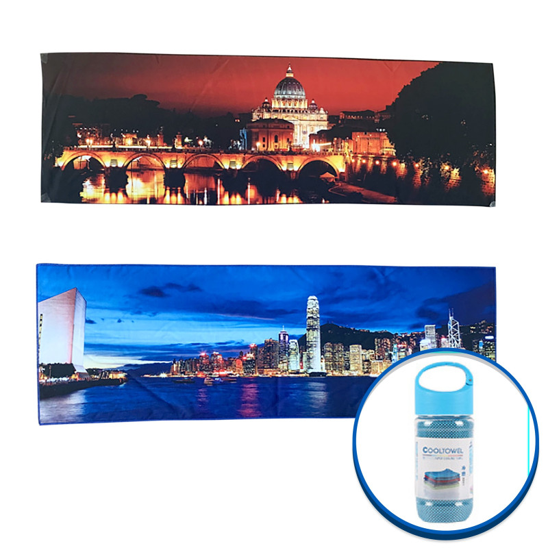 Cooling Towel - Full Color Imprint - Plastic Bottle
