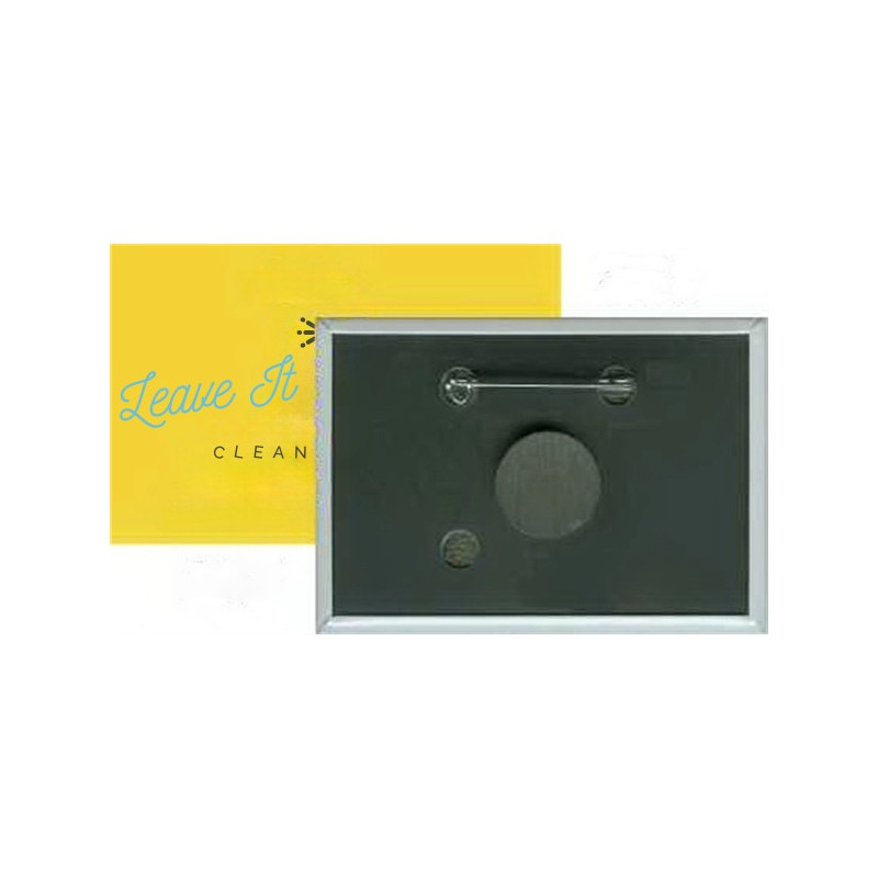 Pin-back W/ Personal Magnet 3 X 2 Inch Rectangular Button