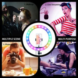 Tripod RGB LED Ring Light With Mirror