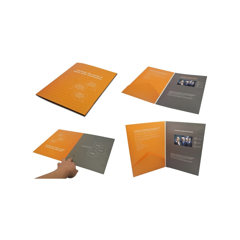 4.3inch A4 Slim Video Brochure with Pocket