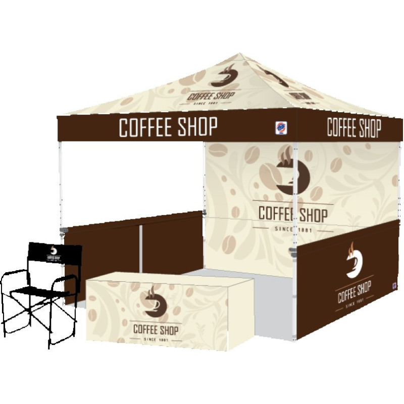 Pyramid™ Instant Shelter® Bundle 6 w/Digital Print Top, Table Cover, Sidewall, Railskirts & Chair