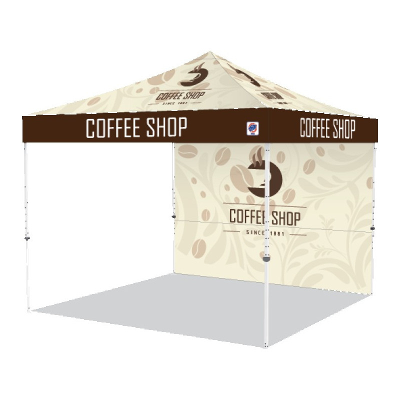 Pyramid™ Shelter Bundle 1 w/Digitally Printed Top and 10' Back Wall