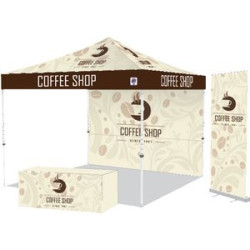 Pyramid™ Instant Shelter® Bundle 7 w/Digital Print Top, 6' Table Cover, Sidewall & Rollup Banner