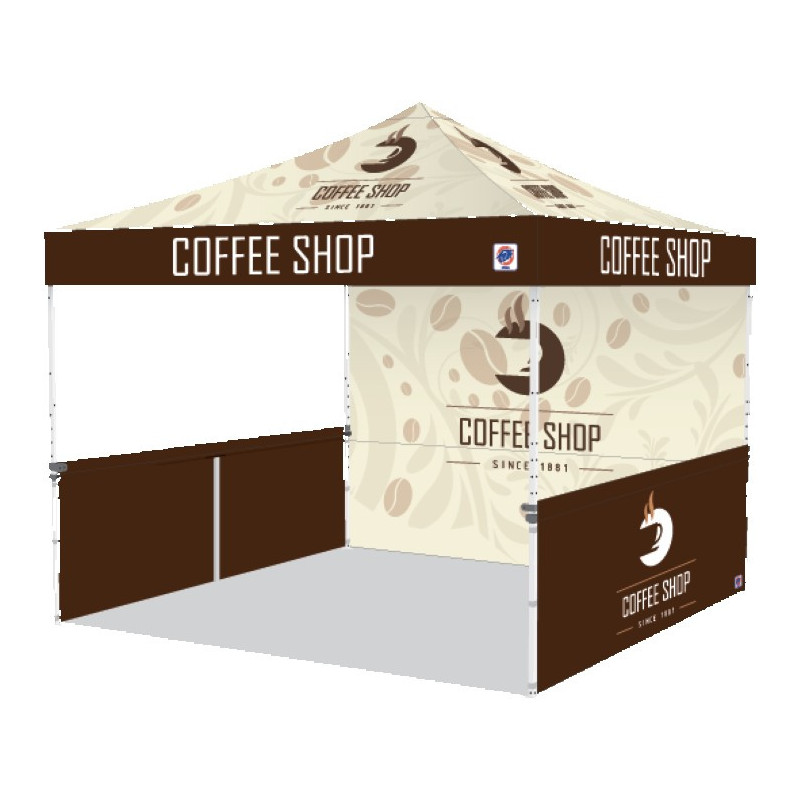 Pyramid™ Instant Shelter® Bundle 2 With Digitally Printed Top, 10' Wall & 2 EA Rail Skirts