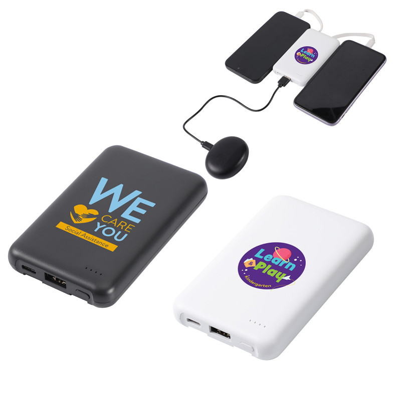 Guild 5000mAh UL-Listed Power Bank with Built-in Cables