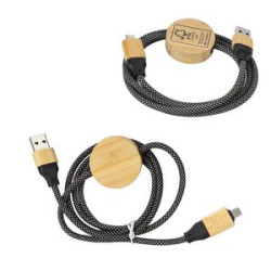 Bolt 4-in-1 39" Bamboo and RPET 100W Charging & Data Cable
