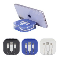 Tetra 4-in-1 Charging Cable With Recycled ABS Case & Built-In Phone Stand
