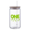 Doto 18 oz Glass Jar w/ Straw & Bamboo Lid