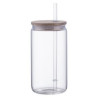 Doto 18 oz Glass Jar w/ Straw & Bamboo Lid