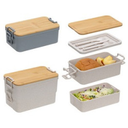 Chuckwagon Stackable Lunch Box With Bamboo Lid & Utensils