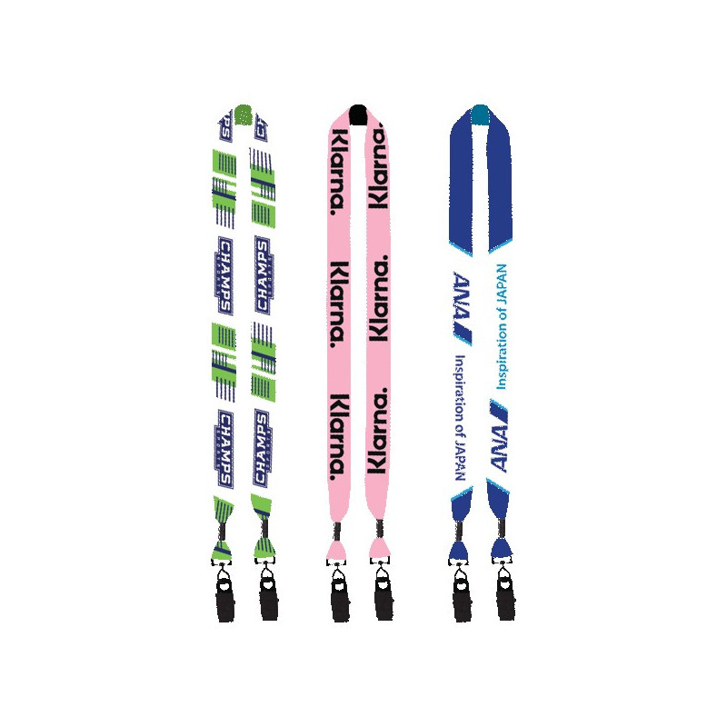 1" Double Ended Dye-Sublimated Lanyard with Metal Crimp & Metal Bulldog Clip