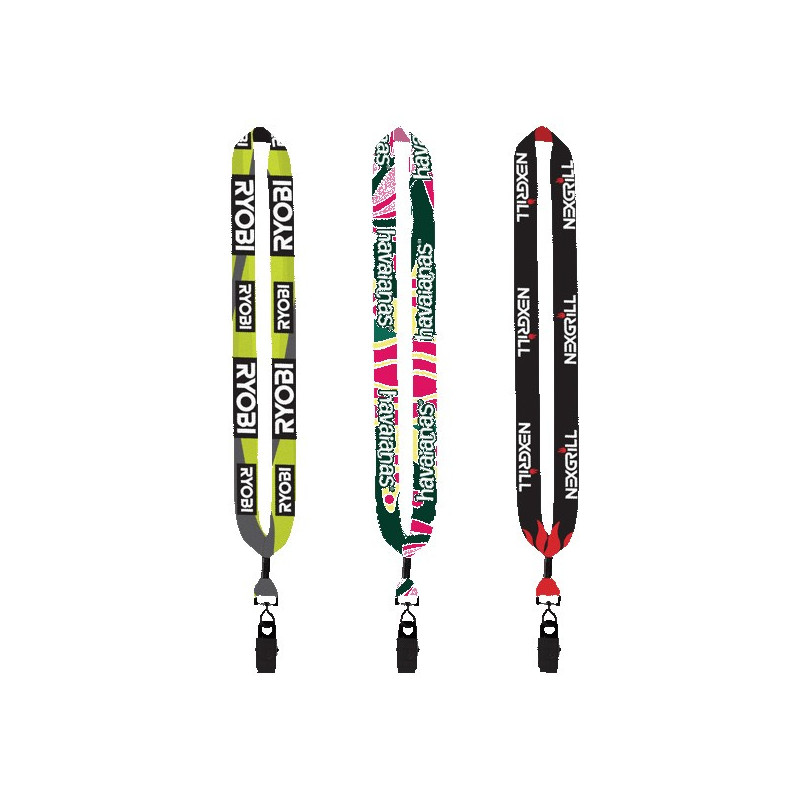1" Dye Sublimated Lanyard with Metal Crimp & Metal Bulldog Clip