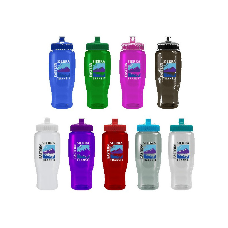Pedal Pusher 27oz Recycled Transparent Contour Bottle w/Push-Pull Lid