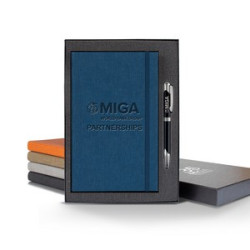 Castelli Linen Banded Medio Lined White Page Journal Gift Set