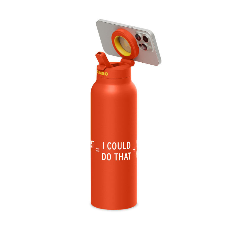RINGO Pro Water Bottle with Magnetic Booster Ring - 32 Oz. - Orange