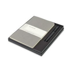 Moleskine® Large Cahier and GO Pen Gift Set - Pebble Grey