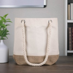 12 Oz. Astoria Cotton Canvas Tote w/Jute Bottom