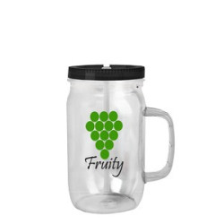 Garyline® Tritan® Mason Jar with Handle, Lid, and Straw - 27 oz.