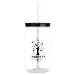 Garyline® Tritan® Mason Jar with Lid and Straw - 27 oz.