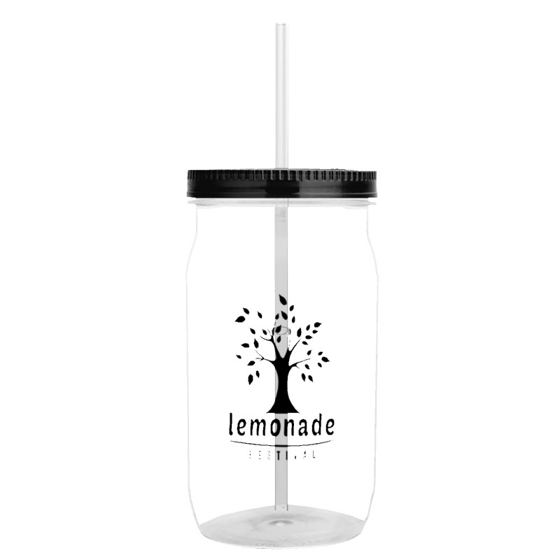 Garyline® Tritan® Mason Jar with Lid and Straw - 27 oz.