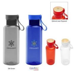 20 Oz. Case Rpet Bottle With Bamboo Accent Lid And Silicone Easy Carry Handle