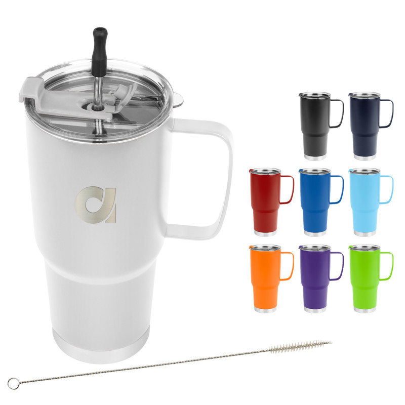 30 Oz. Lisbon Stainless Steel Tumbler With Straw