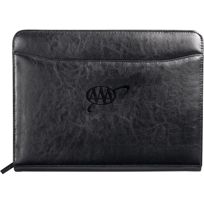Renaissance Italian Style Leather Zippered Padfolio with FSC® Mix Paper