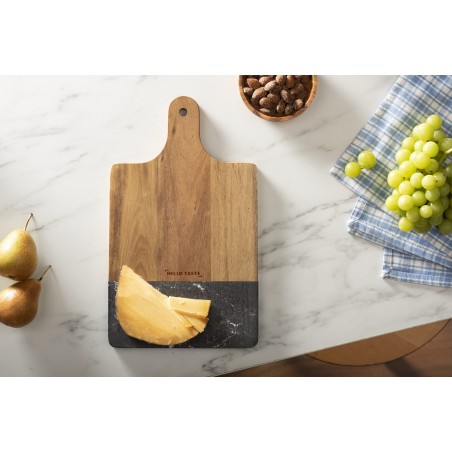 Black Marble and Wood Cutting Board