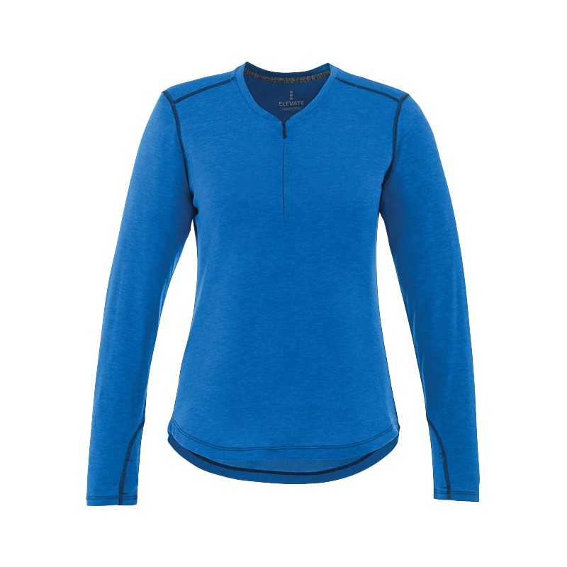 Women's QUADRA Long Sleeve Performance Quarter Zip Tee Shirt with Thumb Holes