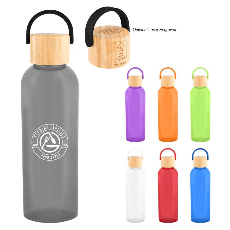 20 Oz. Ally Rpet Bottle With Bamboo Lid And Easy Carry Handle